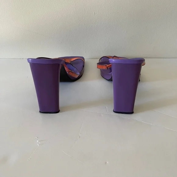 Bella Ricco Neon Orange Purple Square-toe Heels Size 9 - Picture 7 of 9